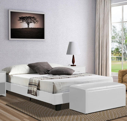 White Faux Leather Queen Bed Frame