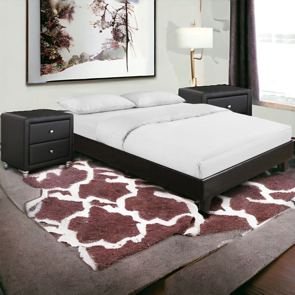 Black Wood And Linen Queen Bed Frame