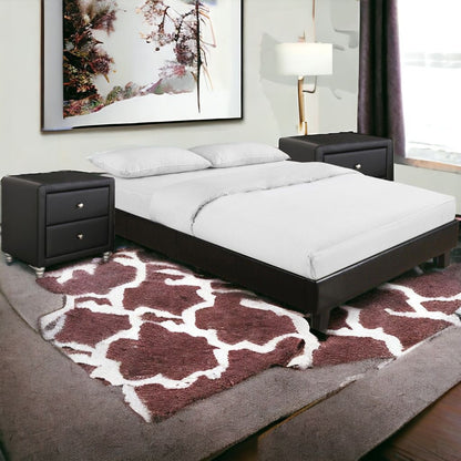 White Platform Queen Bed with Two Nightstands