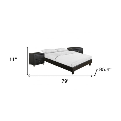 White Platform King Bed with Two Nightstands