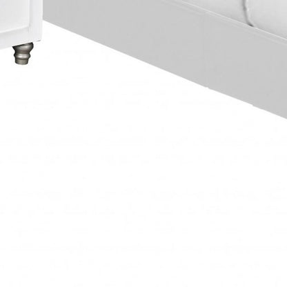 White Platform Queen Bed with Two Nightstands