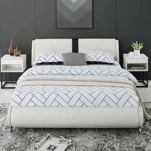 Black Faux Leather Queen Bed Frame