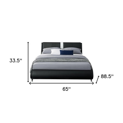 Black Faux Leather Queen Bed Frame