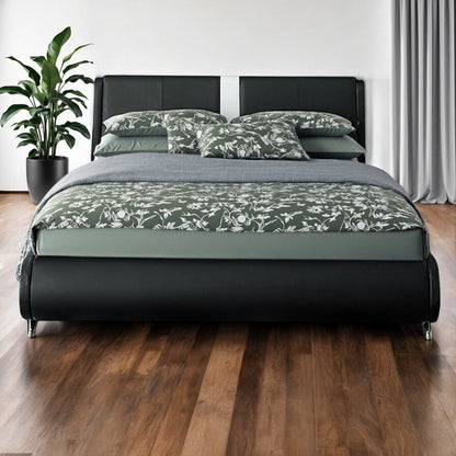Black Faux Leather Queen Bed Frame