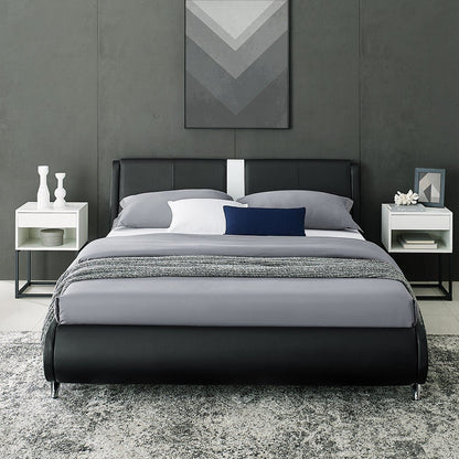 Black Faux Leather Queen Bed Frame
