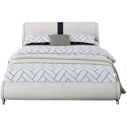 White Platform King Bed with Two Nightstands