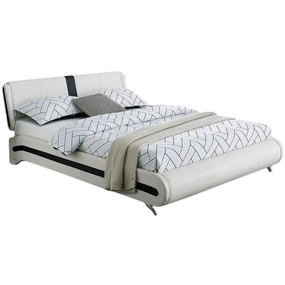 White Platform King Bed with Two Nightstands