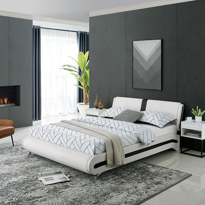 Black Platform Queen Bed with Two Nightstands