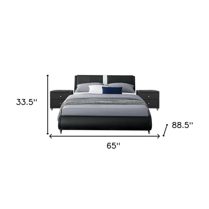 Black Wood And Linen Queen Bed Frame