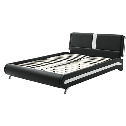 Black Wood And Linen Queen Bed Frame