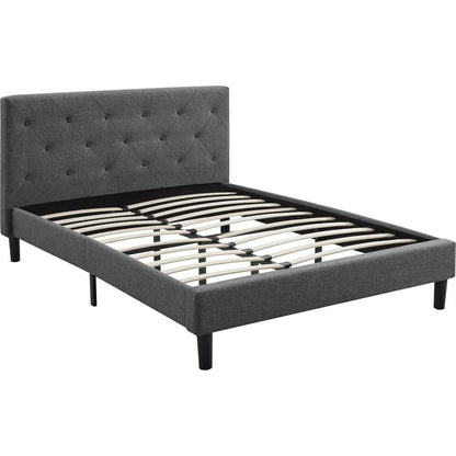 Gray Tufted Upholstered Queen Bed Frame