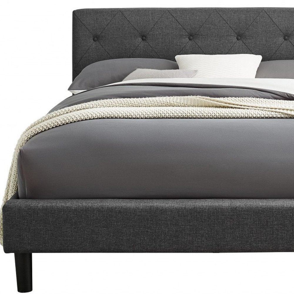 Gray Tufted Upholstered Queen Bed Frame