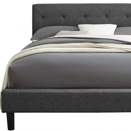 Gray Tufted Upholstered Queen Bed Frame