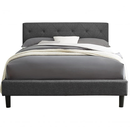 Gray Tufted Upholstered Queen Bed Frame