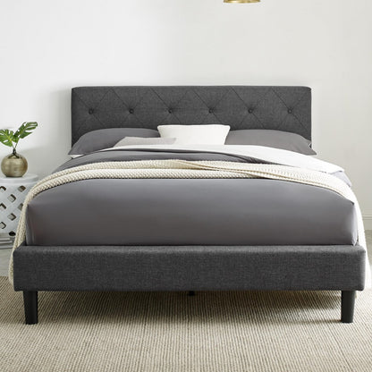 Grey Queen Platform Bed