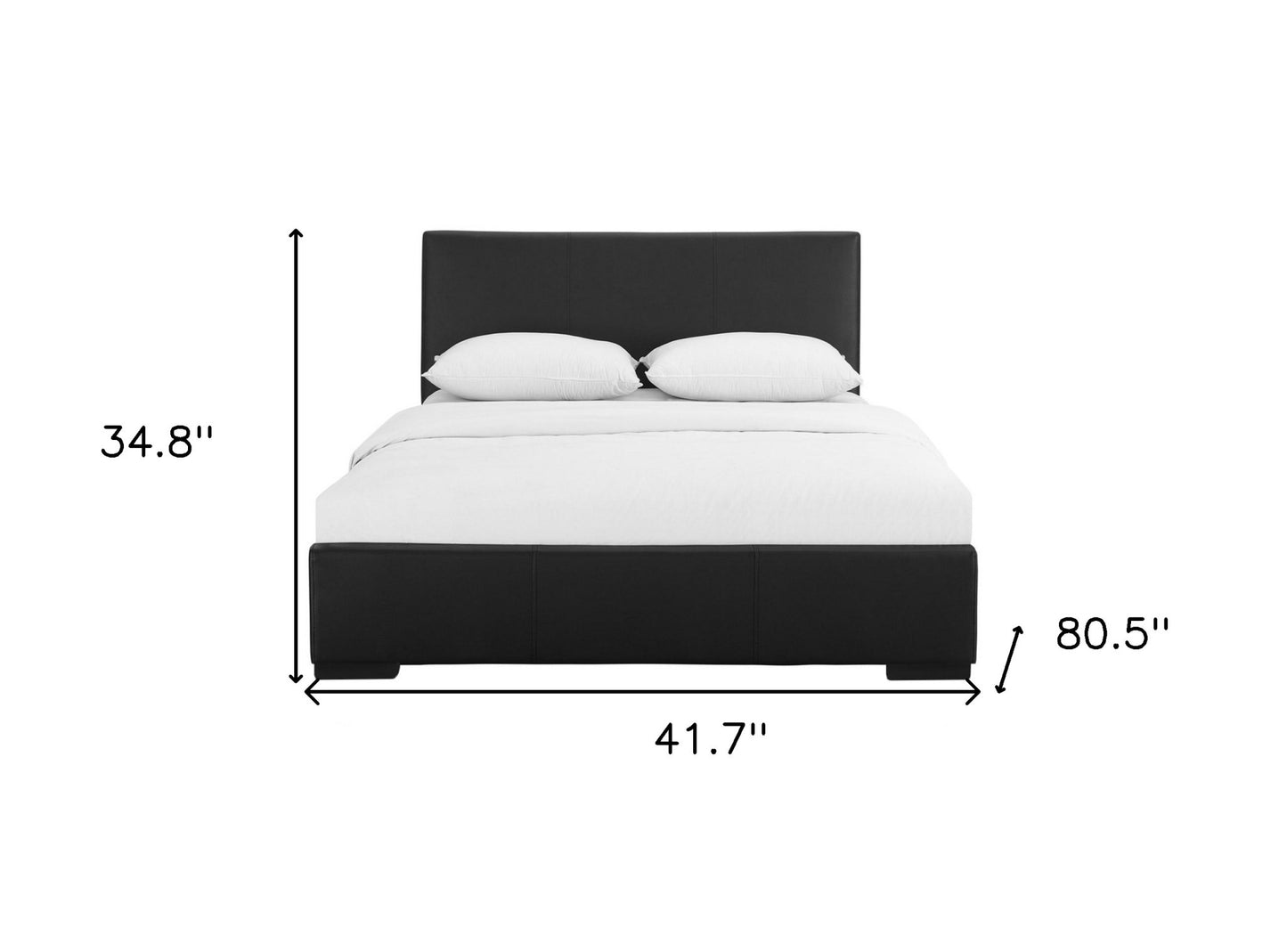 Black Solid and Manufactured Wood Twin Upholstered Faux Leather Bed Frame