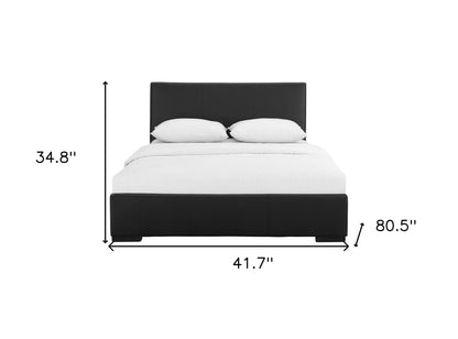 Black Solid and Manufactured Wood Twin Upholstered Faux Leather Bed Frame