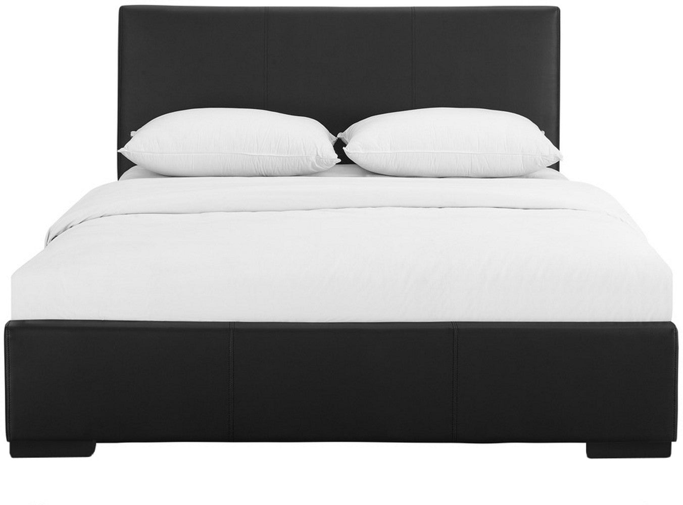 Black Solid and Manufactured Wood Twin Upholstered Faux Leather Bed Frame