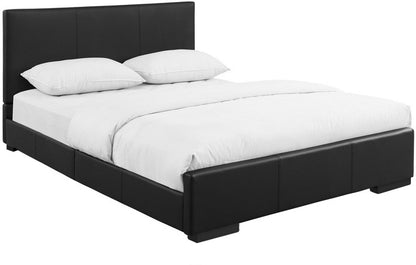 Black Solid and Manufactured Wood Twin Upholstered Faux Leather Bed Frame