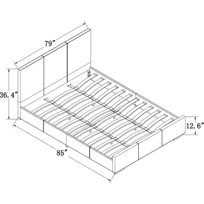 Grey Upholstered Queen Platform Bed