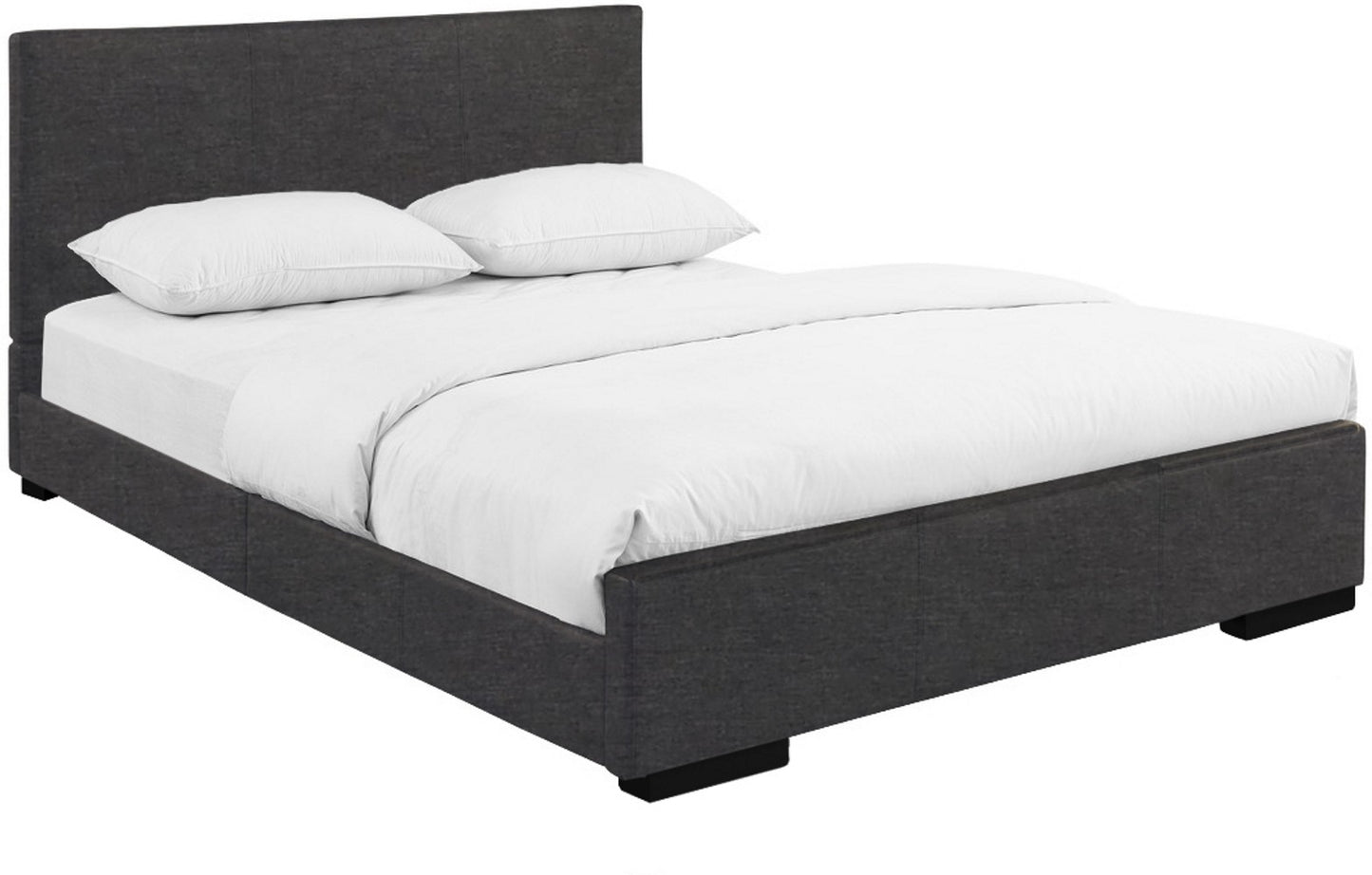 Black Solid and Manufactured Wood Twin Upholstered Faux Leather Bed Frame