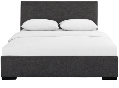 Grey Upholstered Queen Platform Bed