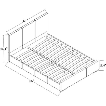 Beige Wood And Faux Leather Queen Bed Frame