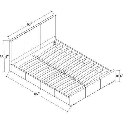 Beige Wood And Faux Leather Queen Bed Frame