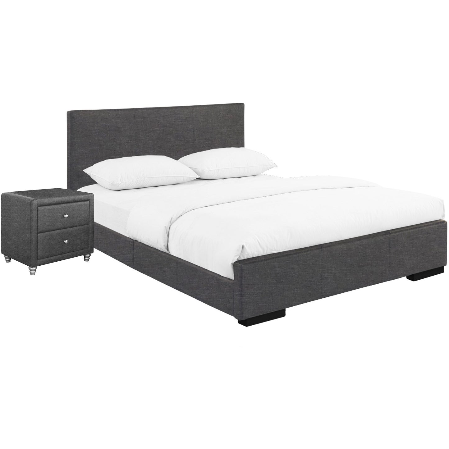 Black Solid and Manufactured Wood Twin Upholstered Faux Leather Bed Frame