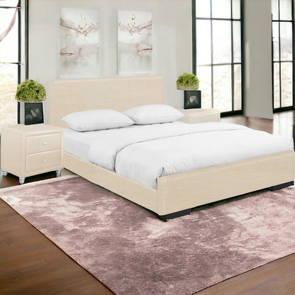 Solid Manufactured Wood Black Standard Bed Upholstered With Headboard