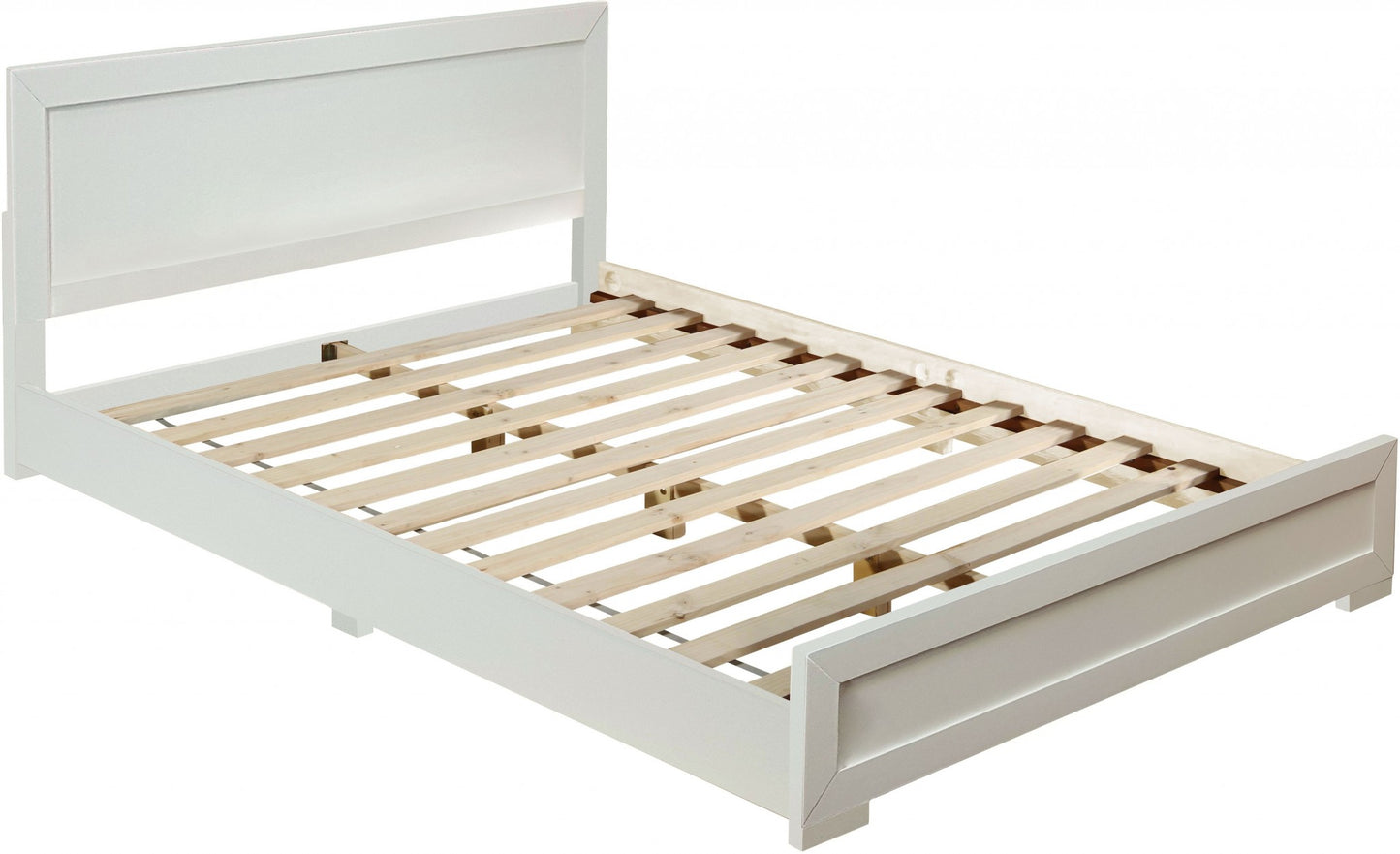 White Solid and Manufactured Wood King Bed Frame