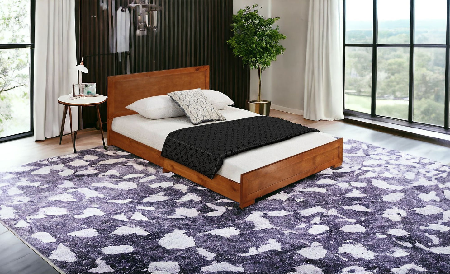 Cherry Wood Queen Platform Bed