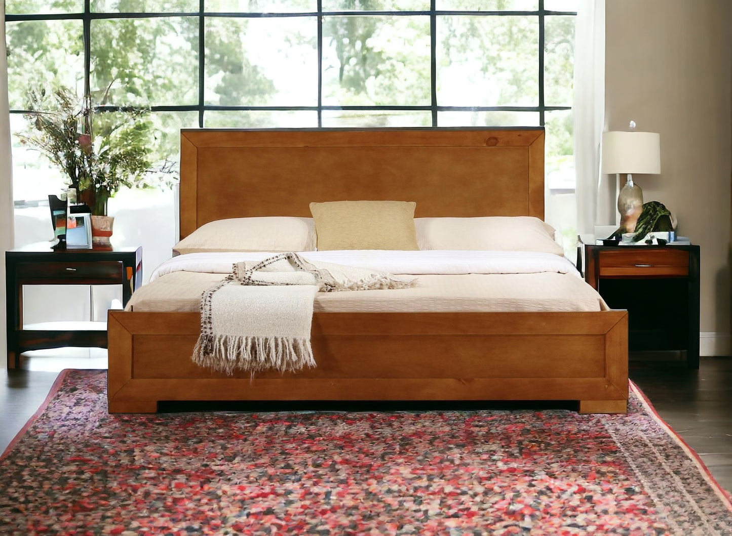 Cherry Wood Queen Platform Bed