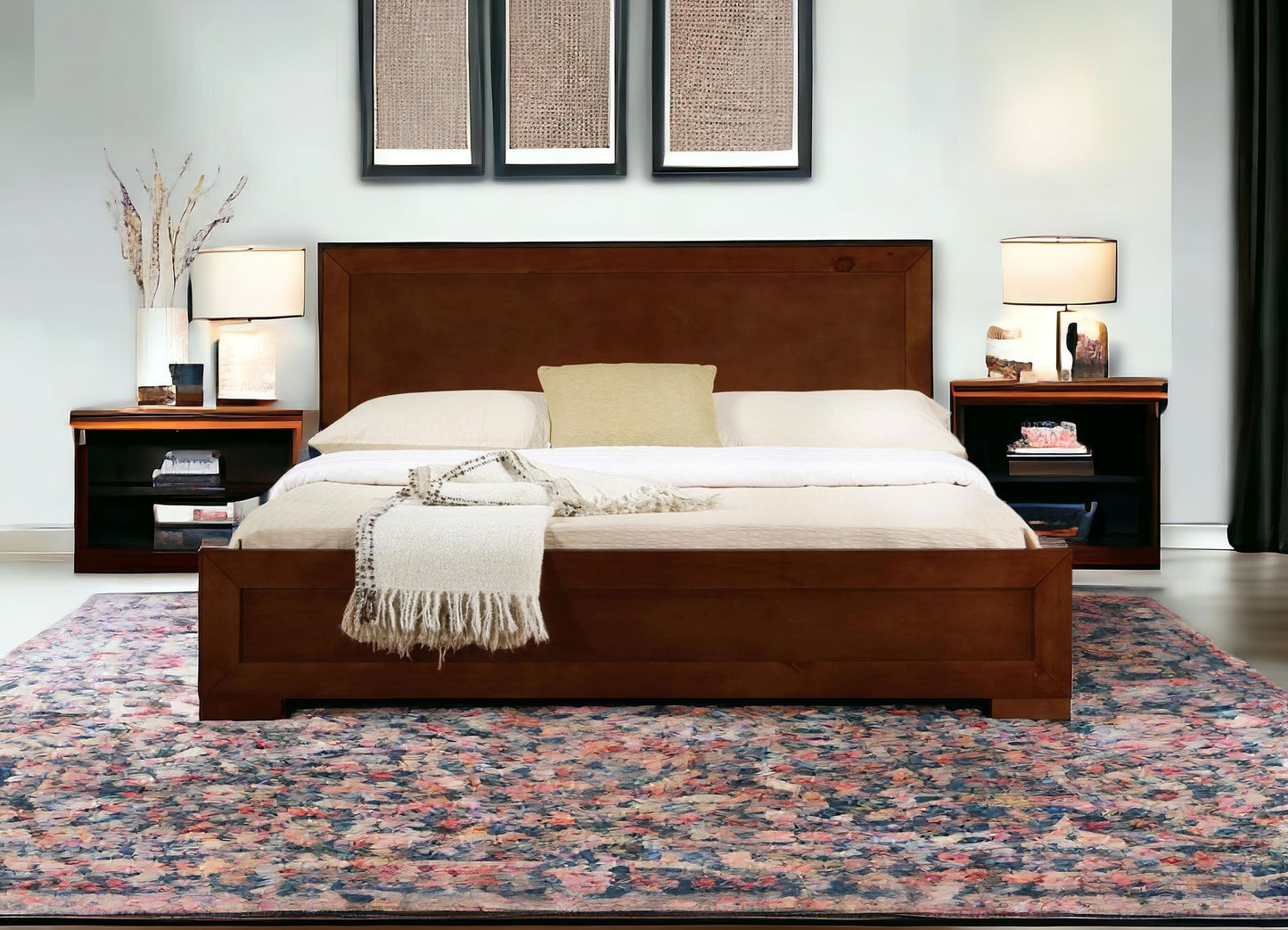 Cherry Wood Queen Platform Bed