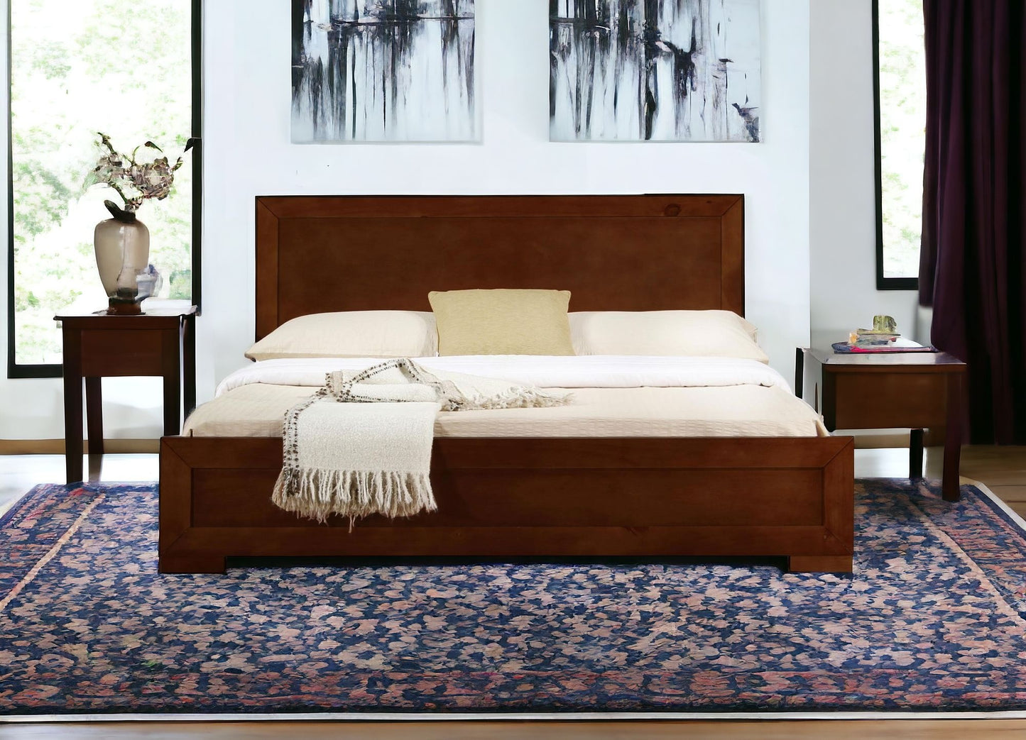 Cherry Wood Queen Platform Bed