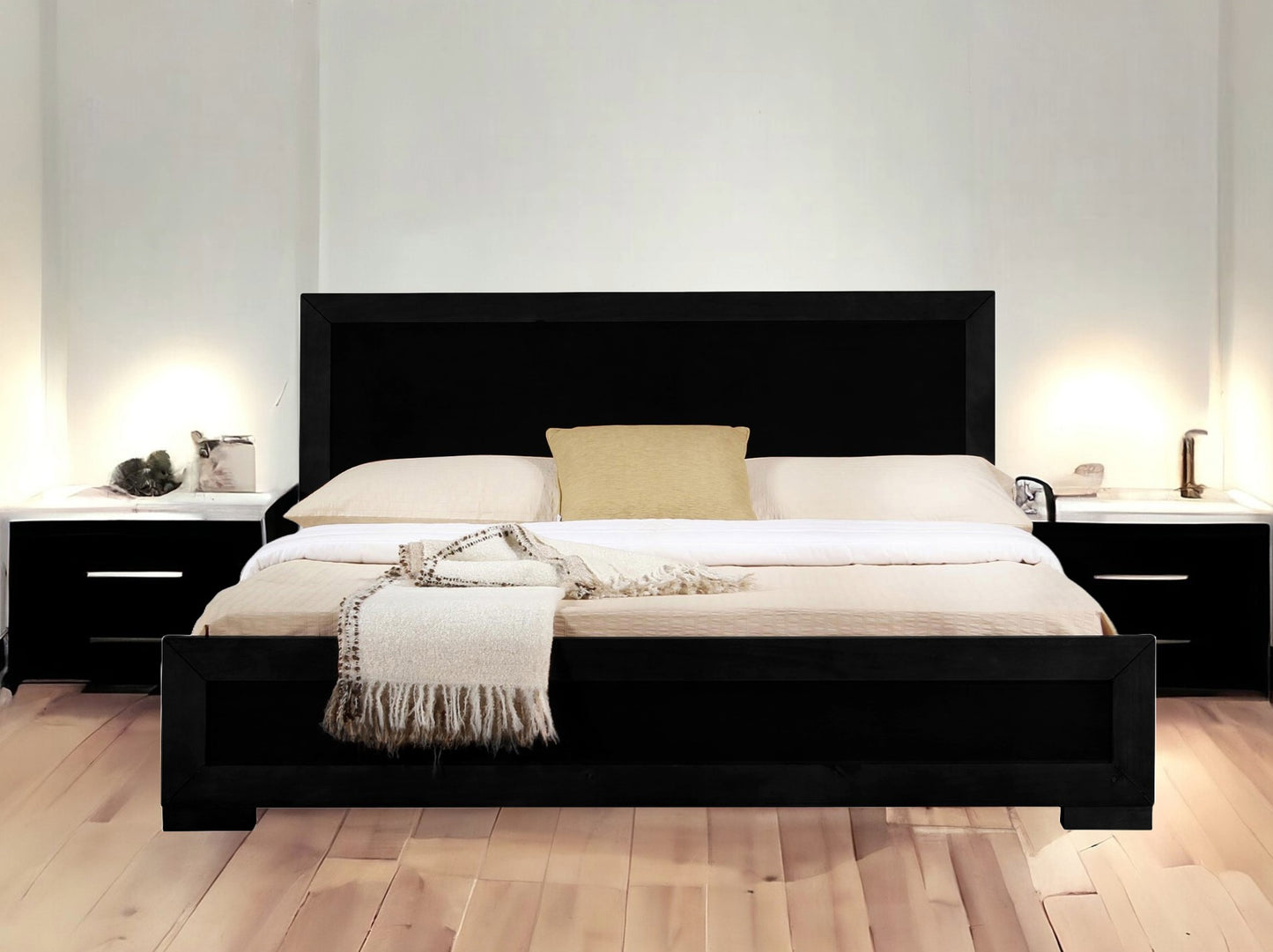 Cherry Wood Queen Platform Bed