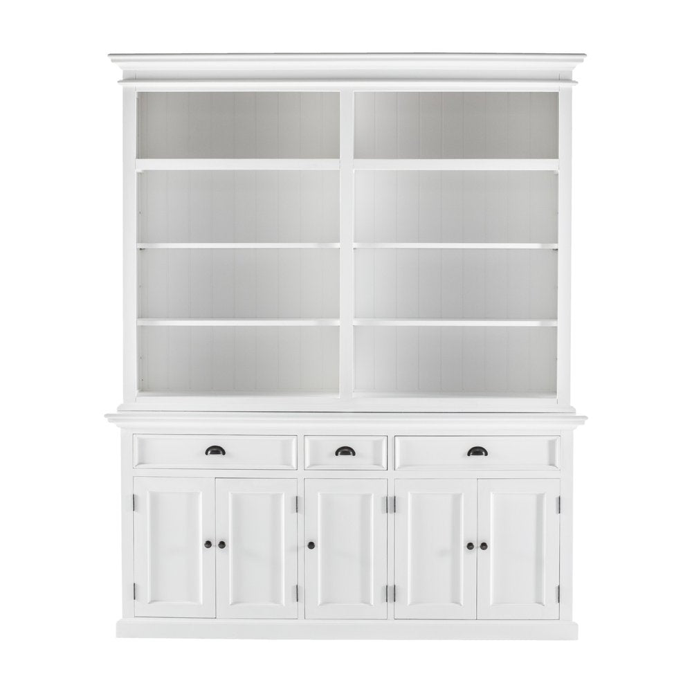87" White Solid Wood Four Tier Bookcase