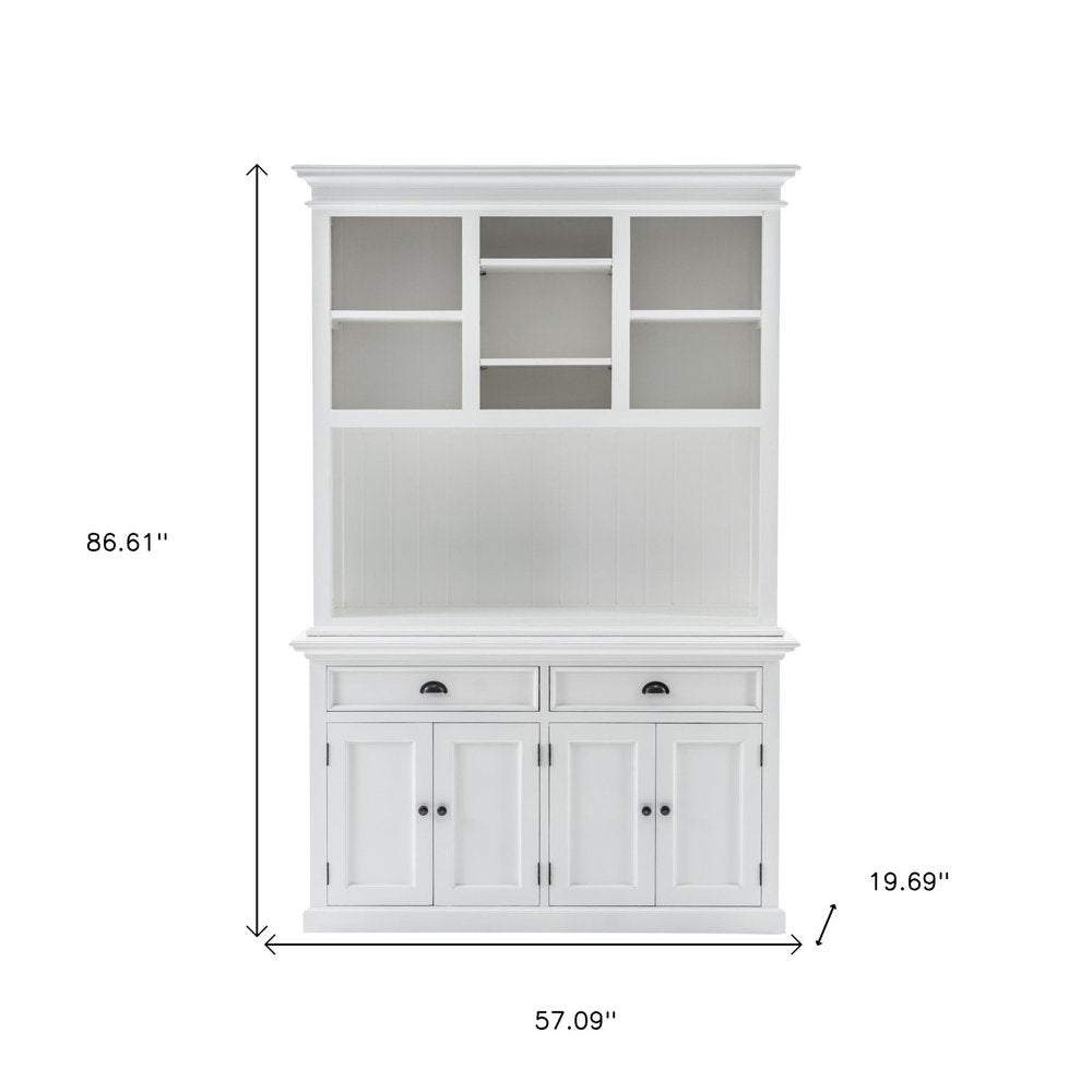 White Solid Wood Adjustable Two Tier Bookcase