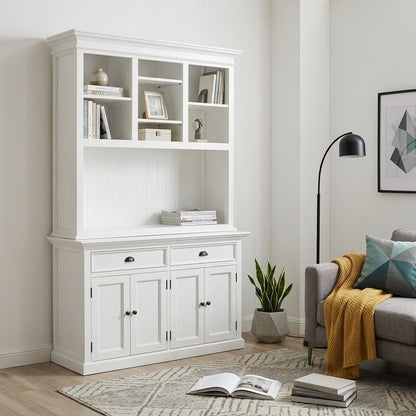 White Solid Wood Adjustable Two Tier Bookcase