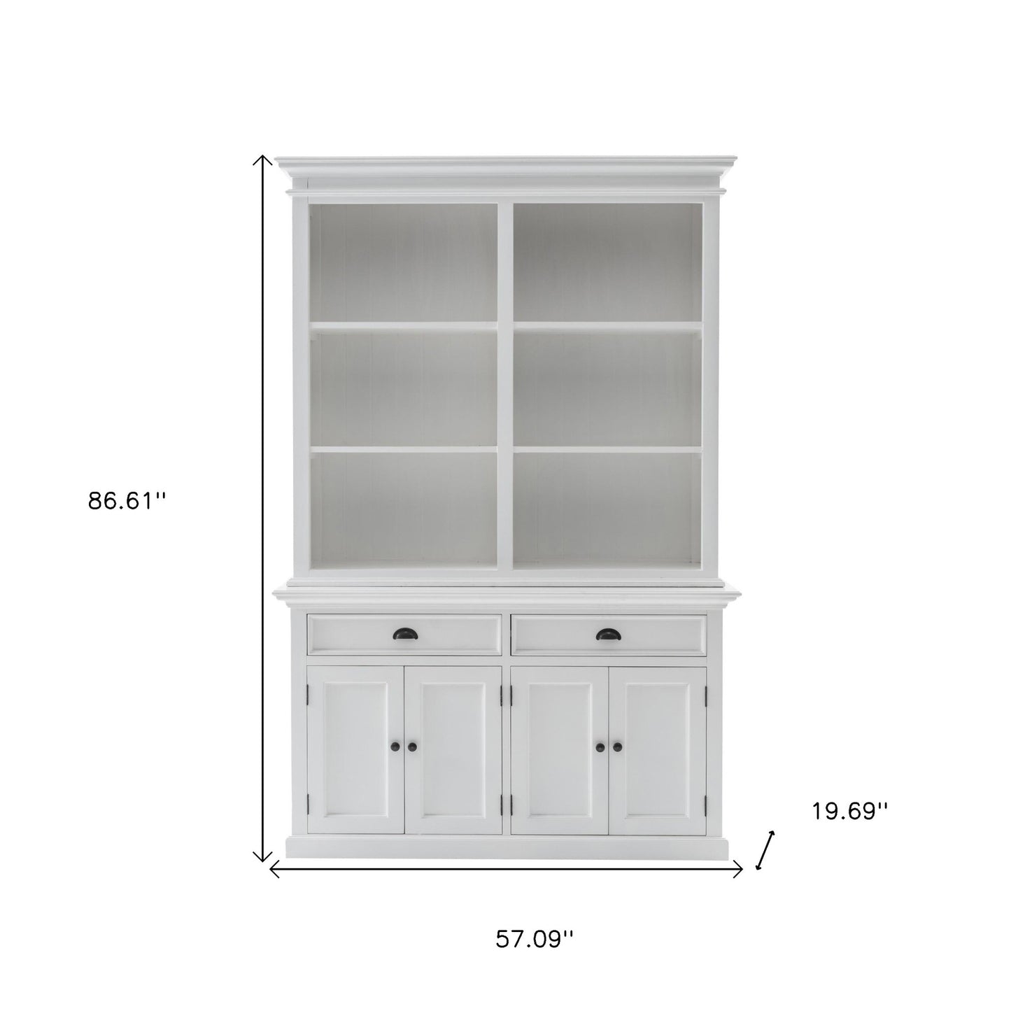 87" White Solid Wood Adjustable Four Tier Bookcase