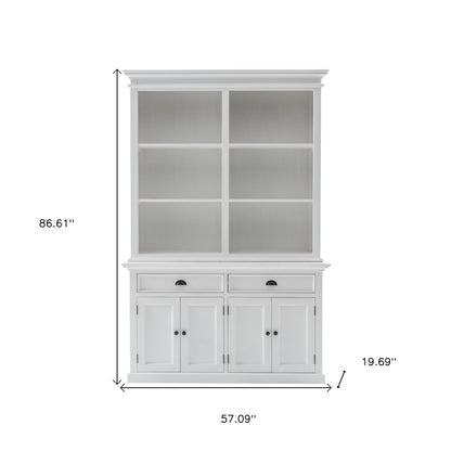 87" White Solid Wood Adjustable Four Tier Bookcase