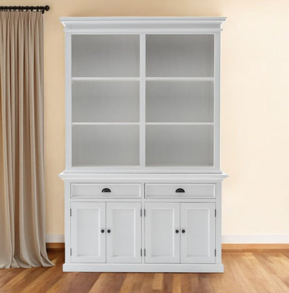 87" White Solid Wood Adjustable Four Tier Bookcase