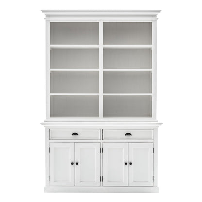 87" White Solid Wood Adjustable Four Tier Bookcase