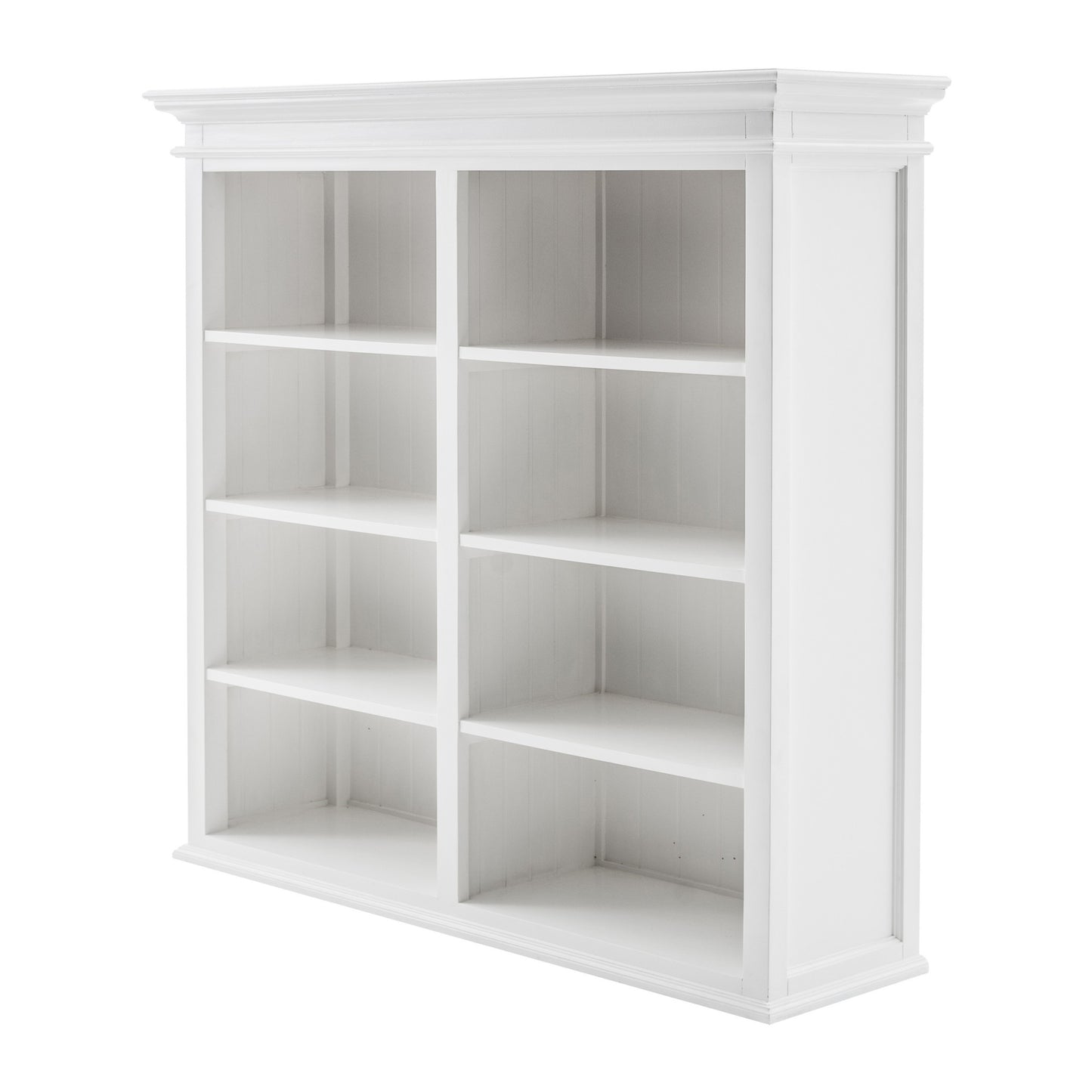 87" White Solid Wood Adjustable Four Tier Bookcase