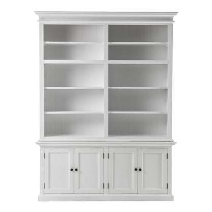 87" White Solid Wood Adjustable Four Tier Bookcase