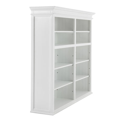 87" White Solid Wood Adjustable Four Tier Bookcase