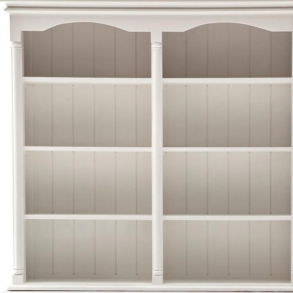 87" White Wood Sideboard with Hutch and Two Drawers