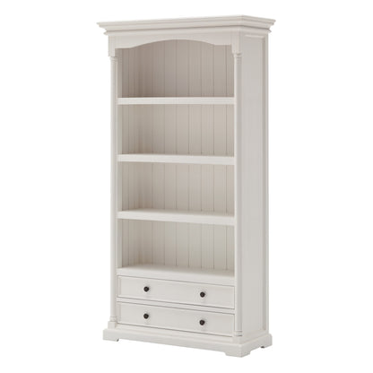 75" White Solid Wood Four Tier Bookcase