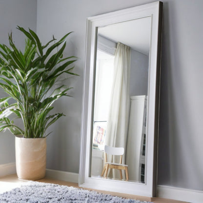 79" White Wood Framed Full Length Hanging Mirror