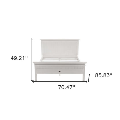 White Solid Wood Queen Bed Frame
